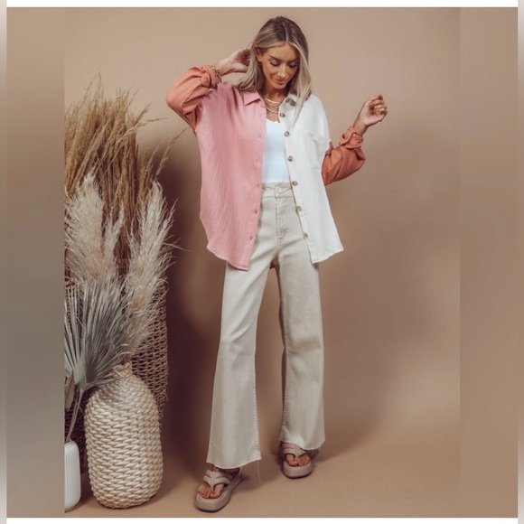 HEYDAY Colourblock Button-Down Shirt - Picture 2 of 7